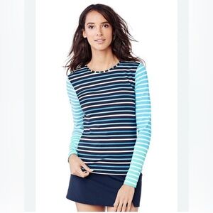 Lands' End Blue and White Striped Rashguard